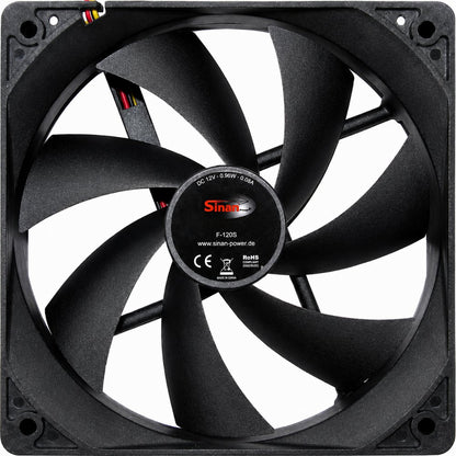 Inter-Tech Sinan F-120-S | 120mm Case Fan | 3-Pin | Zwart - Matmuis