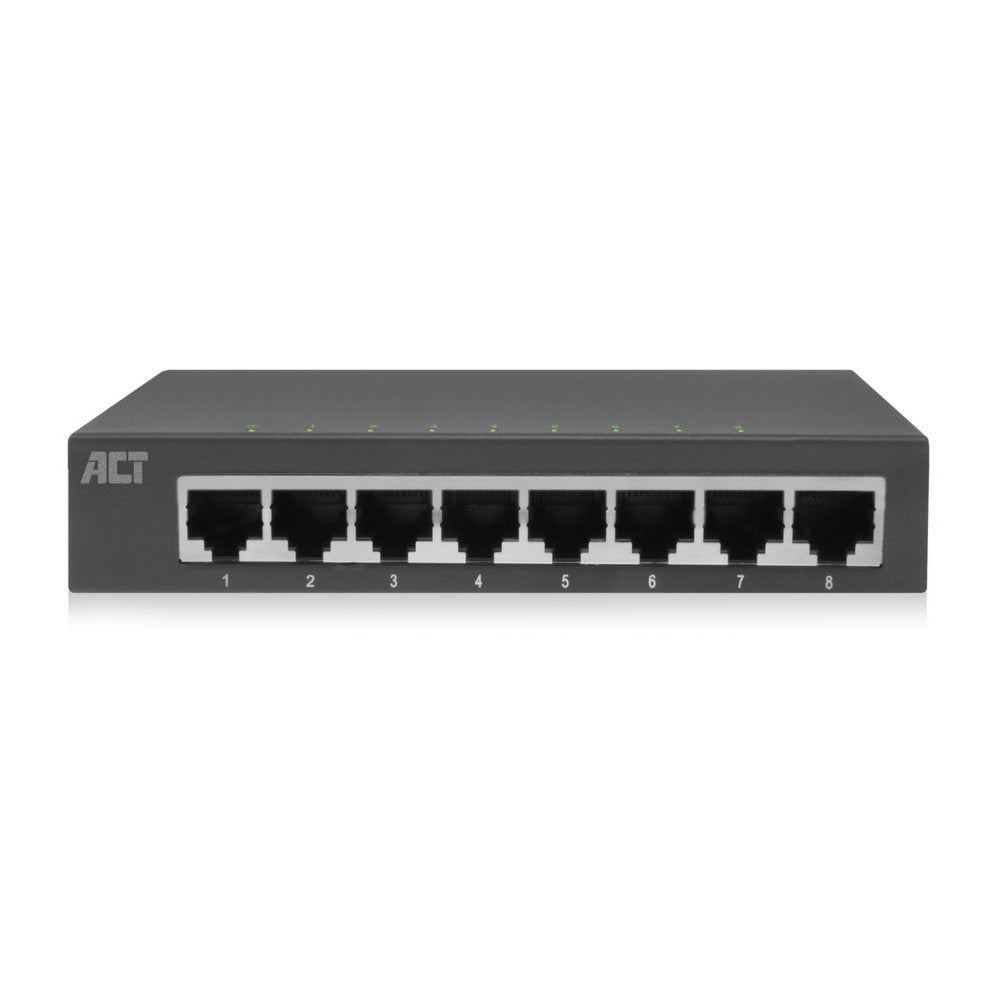 ACT AC4418 | Unmanaged Switch | 8 Poorten | Gigabit Ethernet | Grijs | Plug & Play - Matmuis - Matmuis