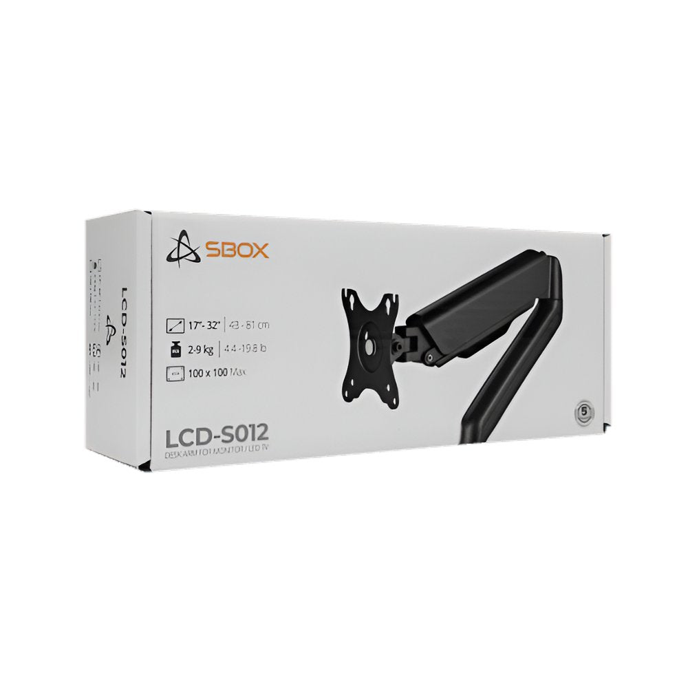 SBOX Flex LCD-S012-2 | Verstelbare Monitor-bureaubeugel | Tot 32" | Max 9kg | VESA 100x100 | 1 Monitor