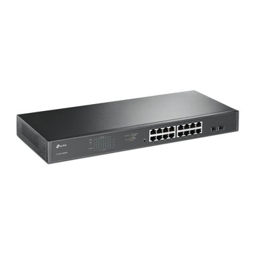 TP-Link TL-SG1218MPE | Managed Smart Switch | 18 Poorten | Gigabit Ethernet (10/100/1000 Mbps) | 16x PoE+ (192W) | 2x SFP | VLAN/QoS | Zwart - Matmuis