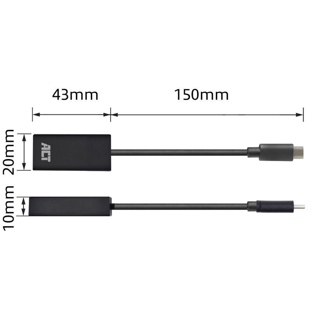 ACT AC7305 | USB-C naar HDMI Adapter | 0,15 m | Zwart - Matmuis - Matmuis