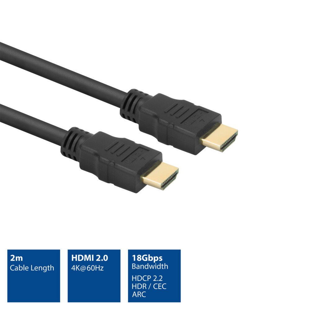 ACT AK3917 HDMI Kabel | 1,5 m | High Speed v2.0 | HDMI Type A naar Type A | Zwart - Matmuis - Matmuis
