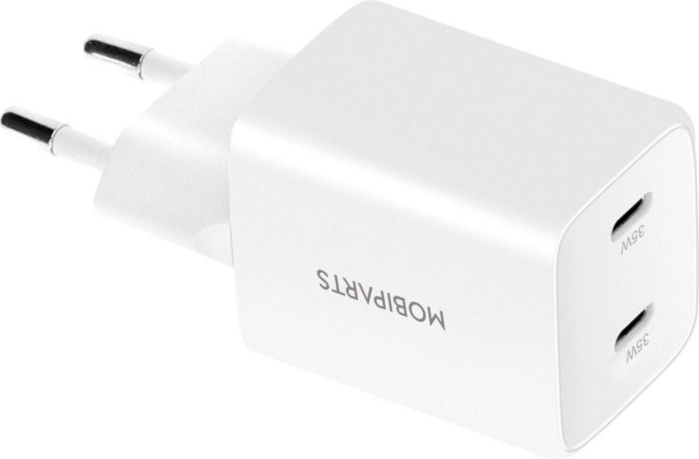 Mobiparts GaN Wall Charger | Dual USB-C Oplader 35W | Wit
