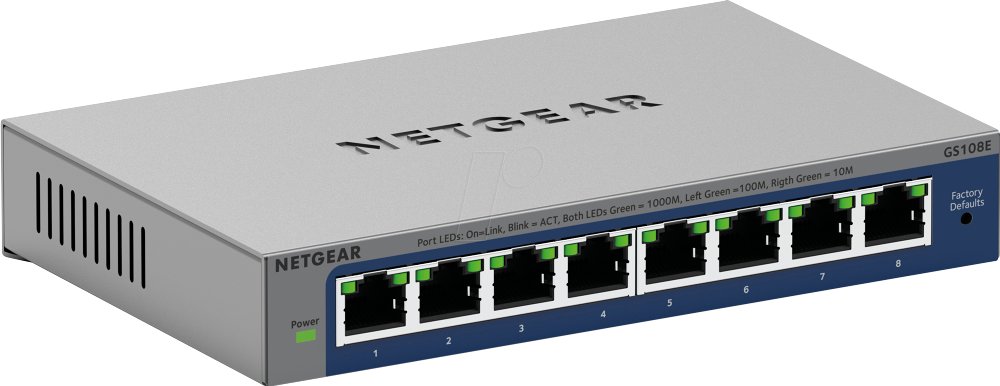 NETGEAR GS108Ev4 | 8-Poorts Gigabit Switch | Smart Managed Plus (L2/L3) | Zwart/Grijs - Matmuis