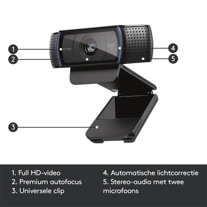 Logitech C920 HD | 1080p 30FPS USB Webcam | Met Microfoon - Matmuis - Matmuis