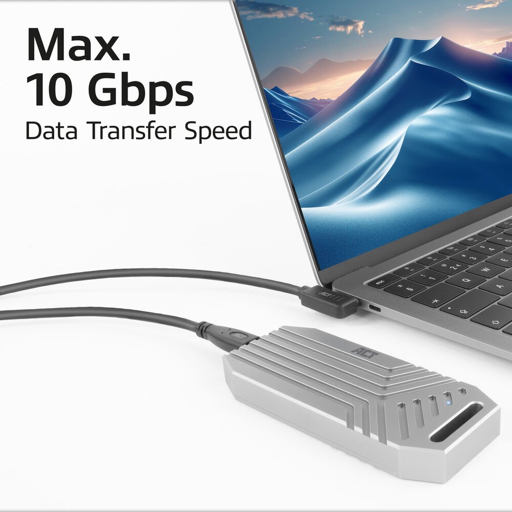 ACT AC7405 | USB 3.0 Kabel | USB-C (recht) naar USB-C (haaks) | 60W | 10Gbps | 0,5m | Zwart - Matmuis - Matmuis