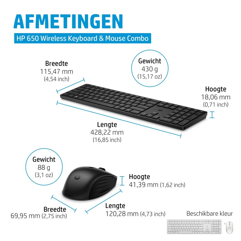 HP 650 | Draadloze Muis en Toetsenbordcombo | QWERTY - Matmuis - Matmuis