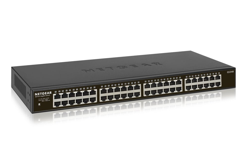 NETGEAR GS348 Unmanaged Gigabit Ethernet Switch | 48 Poorten | 1U Rackmount - Matmuis