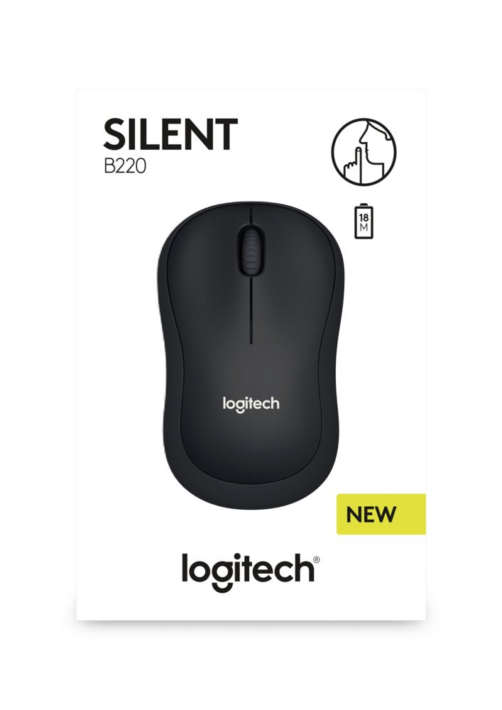 Logitech B220 Silent | Draadloze Muis | Links- en Rechtshandig | RF | 1000 DPI | Zwart - Matmuis - Matmuis