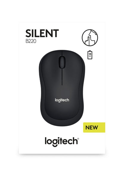 Logitech B220 Silent | Draadloze Muis | Links- en Rechtshandig | RF | 1000 DPI | Zwart - Matmuis - Matmuis