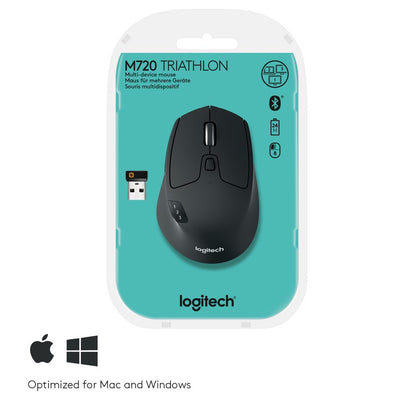 Logitech M720 Triathlon | Draadloze Muis | Rechtshandig | RF + Bluetooth | 1000 DPI | Zwart - Matmuis - Matmuis