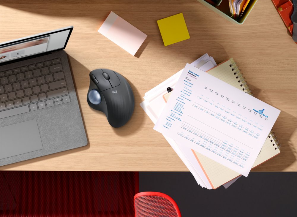 Logitech M575 Ergo Trackball for Business | Ergonomische Draadloze Muis | Rechtshandig | RF + Bluetooth | 2000 DPI | Grafiet - Matmuis - Matmuis