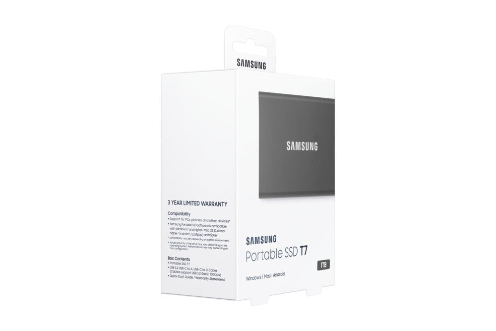Samsung T7 | Externe SSD | 1TB | USB 3.2 Gen2 | 1.050MB/s read | 1.000MB/s write | Grijs - Matmuis - Matmuis