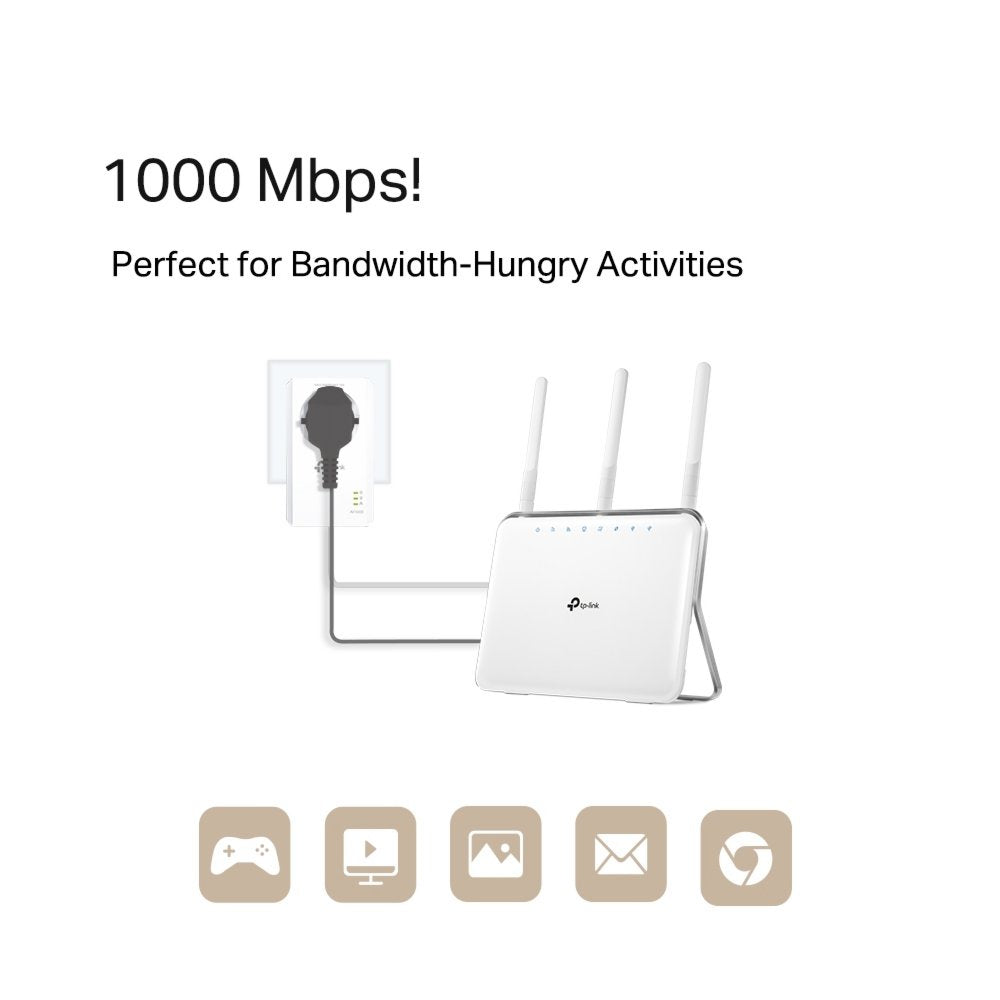 TP-Link AV1000 | Powerline Adapter Set | 1000 Mbps | Gigabit Ethernet | Starter Kit - Matmuis