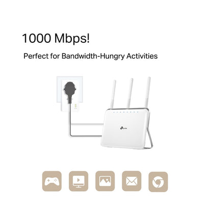 TP-Link AV1000 | Powerline Adapter Set | 1000 Mbps | Gigabit Ethernet | Starter Kit - Matmuis