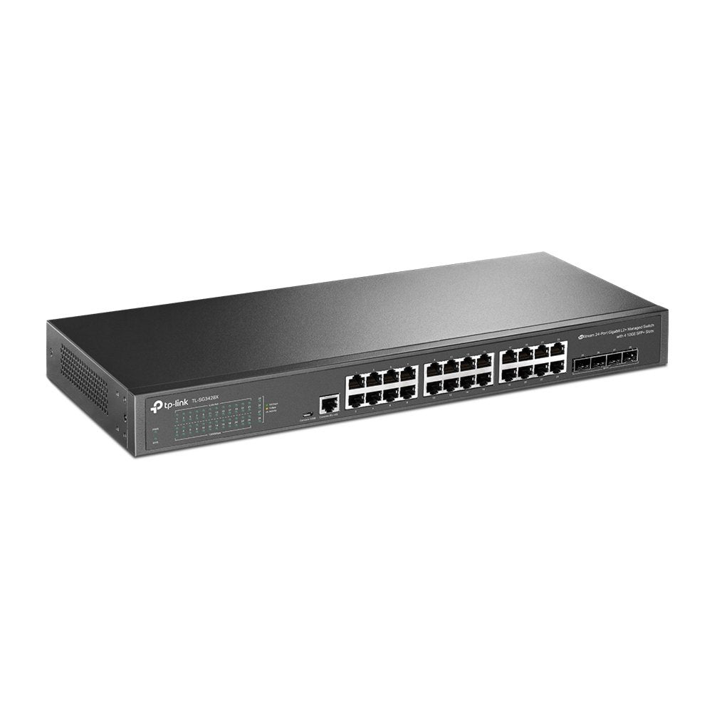 TP-Link TL-SG3428X | JetStream Managed L2+ Switch | 24 Poorten | Gigabit Ethernet (10/100/1000 Mbps) | 4x 10G SFP+ | Omada SDN | Rackmount | Zwart - Matmuis