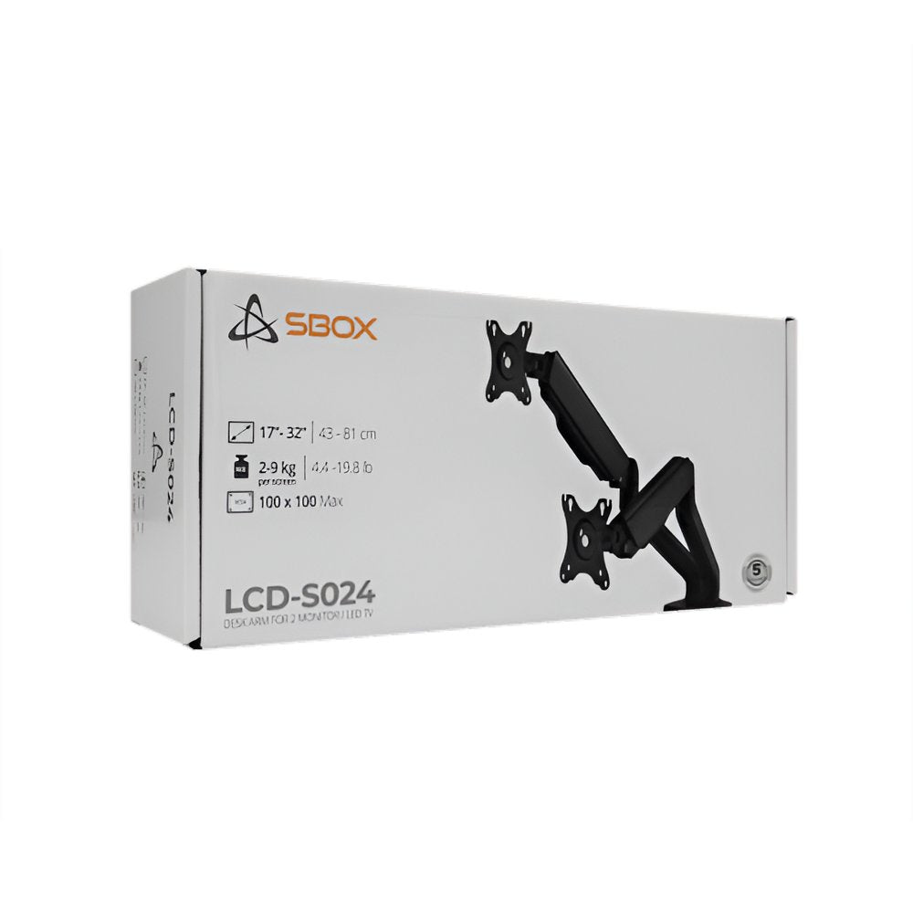 SBOX Flex LCD-S024-2 | Verstelbare Monitor-bureaubeugel | Tot 32