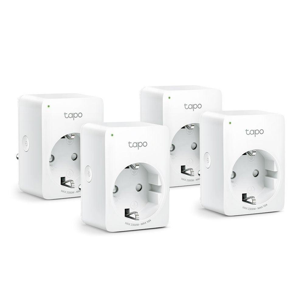 TP-Link Tapo P100 (4-pack) | Slimme Wi-Fi-stekker | 2300W | Spraakbesturing | Schema & Timer | Compact ontwerp | Wit - Matmuis
