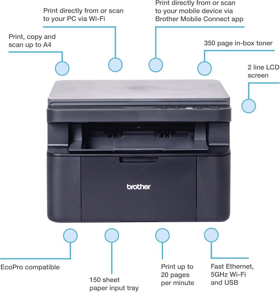 Brother DCP-L1640W | A4 | 600 × 600 DPI | Wi-Fi | Zwart-wit Multifunctionele Laserprinter