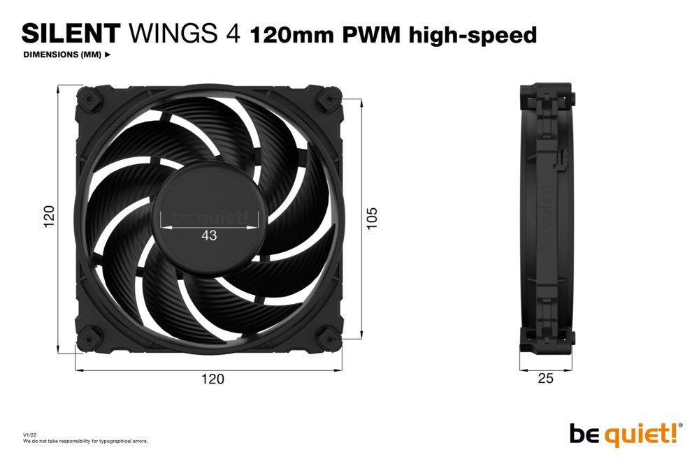 be quiet! Silent Wings 4 | 120mm PWM Behuizingsventilator | Zwart | Single Pack (1 stuk) - Matmuis - Matmuis
