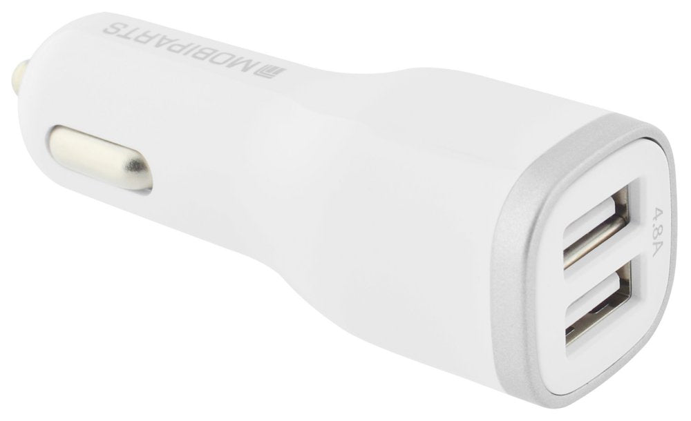 Mobiparts Car Charger | Dual USB-A Autolader 24W / 4.8A | Wit