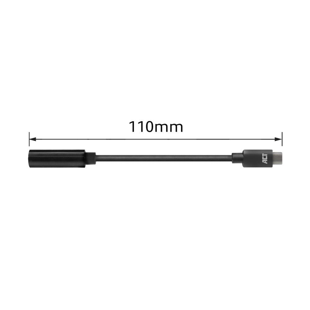 ACT AC7380 | 3.5mm naar USB Type-C | 0,11 Meter | Audiokabel Tussenstuk | Zwart - Matmuis - Matmuis