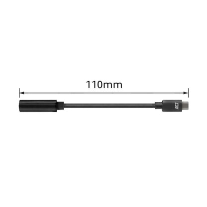 ACT AC7380 | 3.5mm naar USB Type-C | 0,11 Meter | Audiokabel Tussenstuk | Zwart - Matmuis - Matmuis
