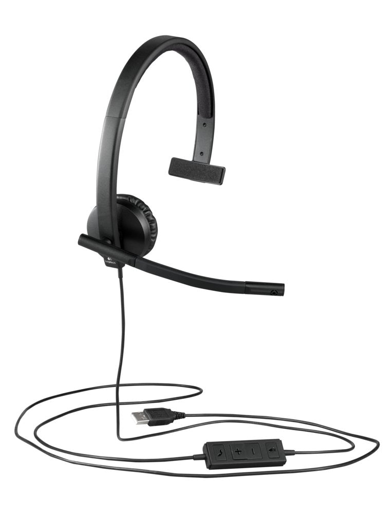 Logitech H570e | Bedrade On-ear Mono Headset | USB-A | Zwart
