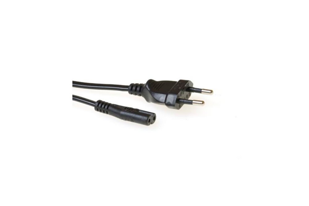 ACT AK5020 | 1,5 m Stroomkabel (2-pin) | Euro Male (CEE 7/16) naar C7 Female | Zwart - Matmuis - Matmuis