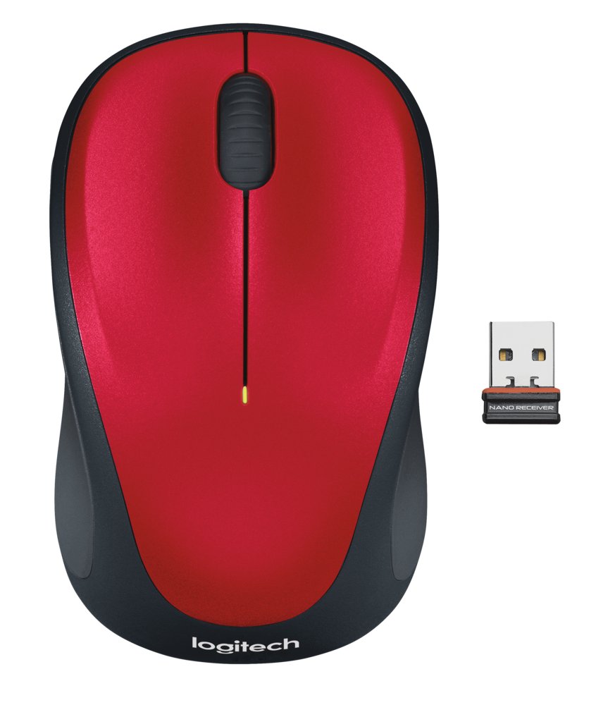 Logitech M235 | Draadloze Muis | Links- en Rechtshandig | RF | 1000 DPI | Rood/Zwart - Matmuis - Matmuis