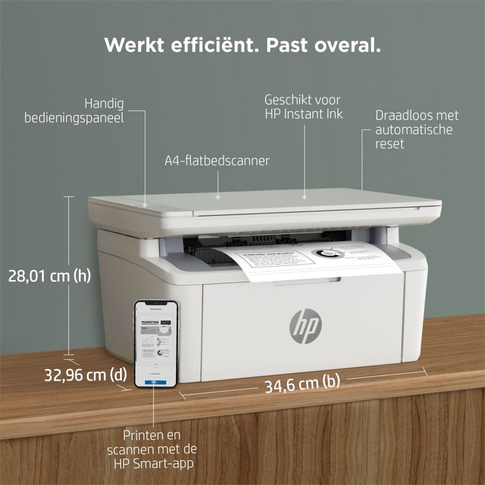 HP LaserJet Pro MFP M140w | All-in-One Laserprinter | A4 | 600 x 600 DPI | Wi-Fi | Zwart/Wit - Matmuis - Matmuis
