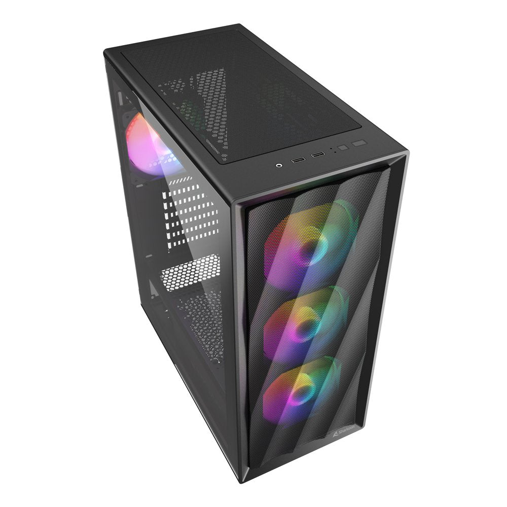 Sharkoon VK4 Rainbow | ATX Midi Tower | Tempered Glass | 4x 120 mm Rainbow LED | Zwart | Behuizing - Matmuis