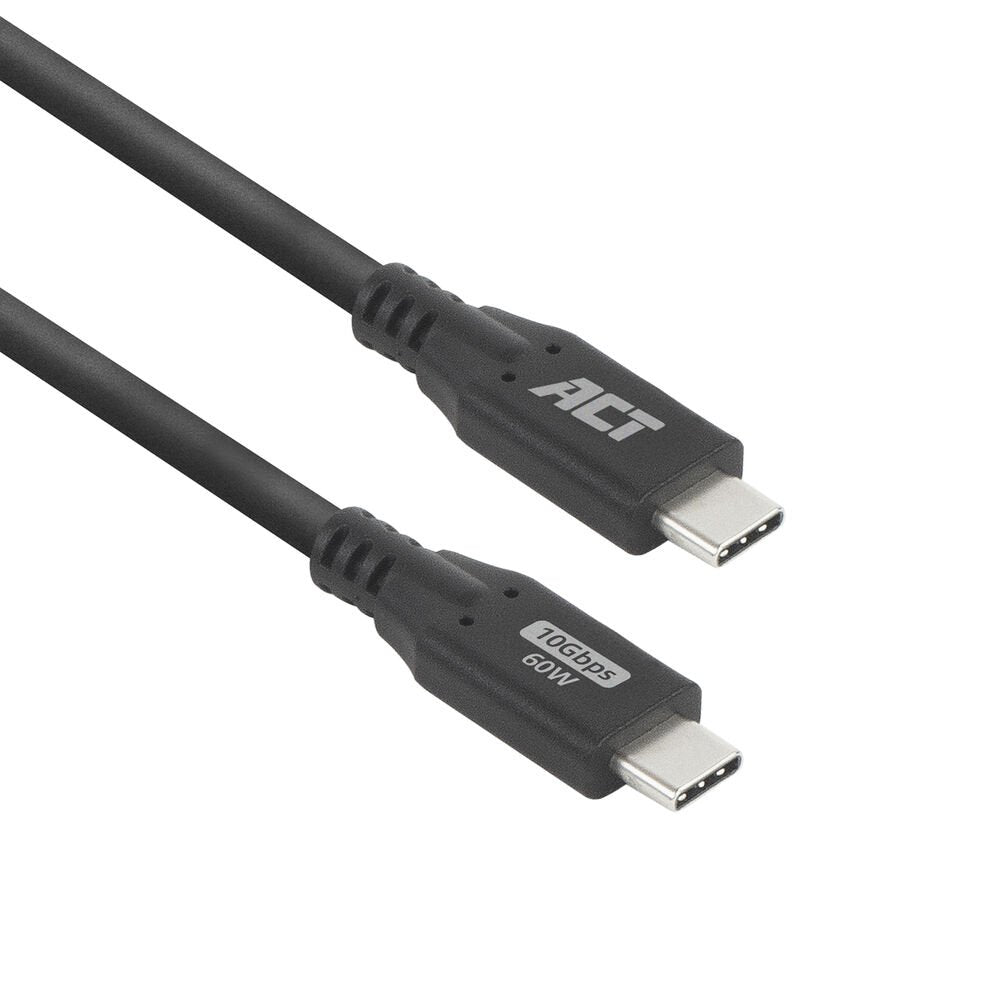 ACT | USB 3.0 Kabel | 10Gbps | 60W | USB-C naar USB-C | 2m | Zwart - Matmuis - Matmuis
