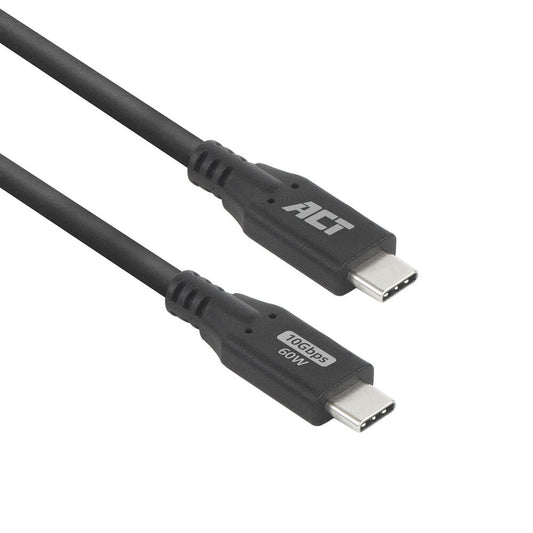 ACT | USB 3.0 Kabel | 10Gbps | 60W | USB-C naar USB-C | 2m | Zwart - Matmuis - Matmuis