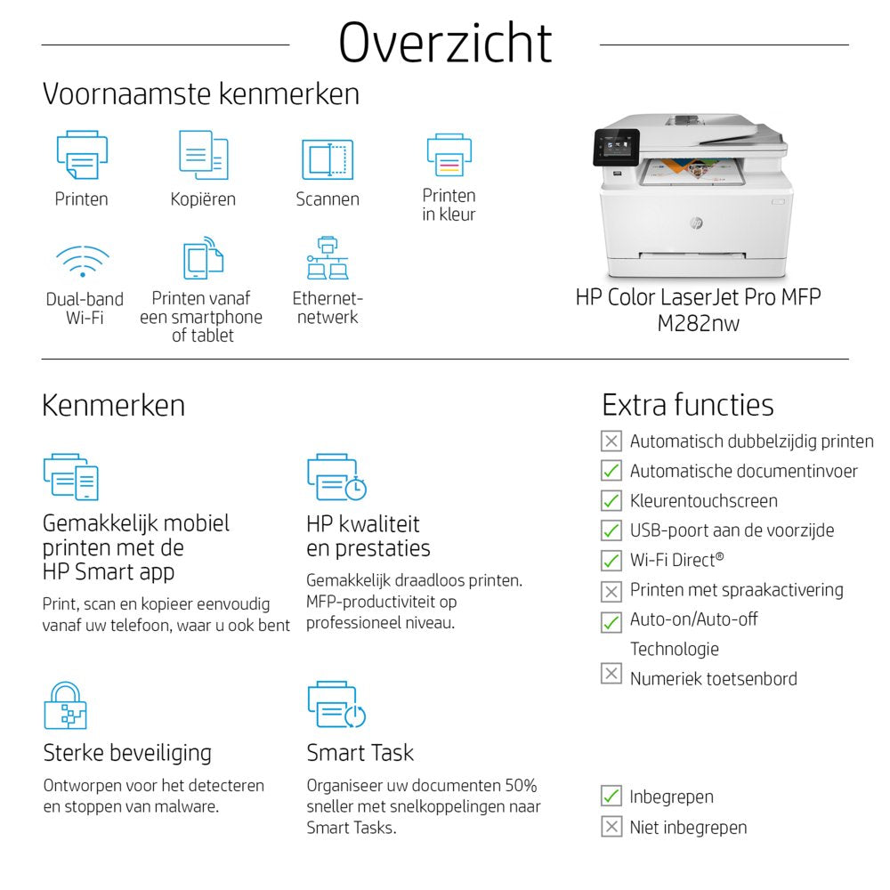 HP Color LaserJet Pro M282nw | All-in-One Laserprinter | A4 | 600 x 600 DPI | Wi-Fi | Kleur - Matmuis - Matmuis