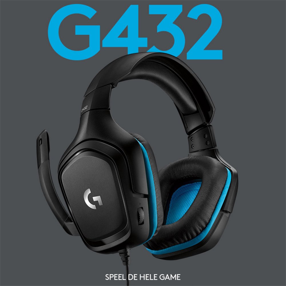 Logitech G432 | Bedrade Over-ear Gaming Headset 3.5mm Connector | 7.1 Surround | Zwart/Blauw - Matmuis - Matmuis