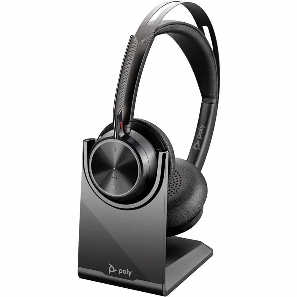 HP Poly Voyager Focus 2 UC Stereo | Bluetooth Headset (ANC) | USB-C (met USB-A Adapter) | Oplaadstandaard | Zwart - Matmuis - Matmuis