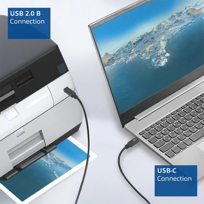 ACT | USB 2.0 Kabel | USB-C naar USB-B | 1,8m | Zwart - Matmuis