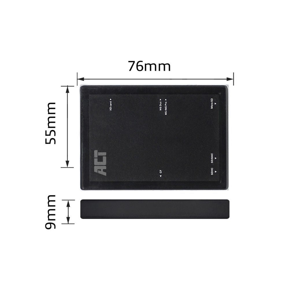 ACT AC6370 | USB 3.2 Gen1 Geheugenkaartlezer | Type-A | Zwart - Matmuis