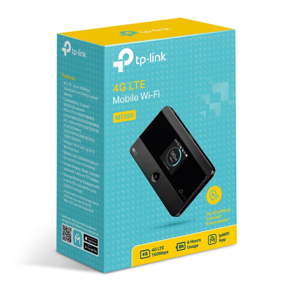 TP-Link M7350 | Mobiele WiFi (4G LTE) Router | 150 Mbit/s | Zwart - Matmuis - Matmuis