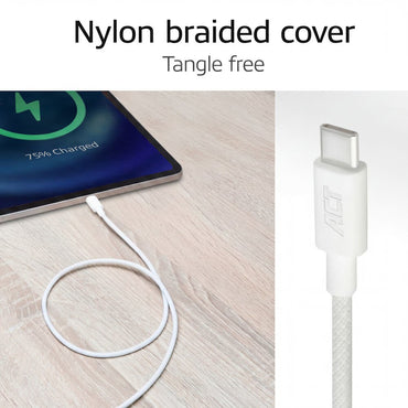 ACT AC3080 | USB 2.0 Kabel | USB-C naar USB-C | 60W | 480Mbps | Wit | 1 Meter - Matmuis - Matmuis