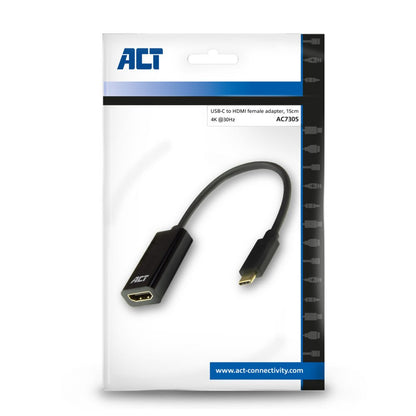 ACT AC7305 | USB-C naar HDMI Adapter | 0,15 m | Zwart - Matmuis - Matmuis