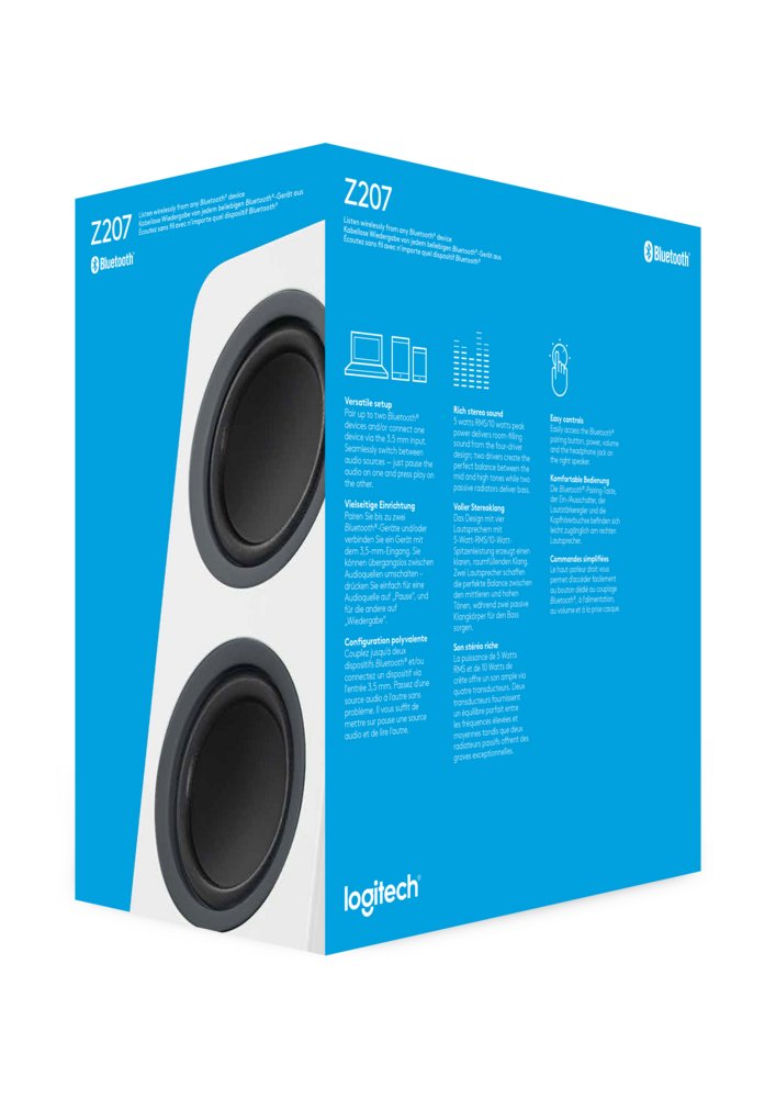 Logitech Z207 | 2.0 Luidsprekerset | Bluetooth en 3,5mm | Zwart/Wit - Matmuis - Matmuis