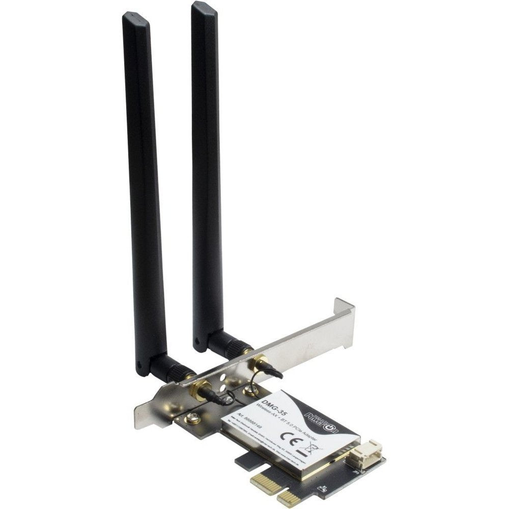 Inter-Tech DMG-35 | Wi-Fi 6 & Bluetooth 5.0 PCIe Adapter | 3000 Mbps | Dual-band (2,4 GHz / 5 GHz) | Intel AX200 Chipset | PCIe x1 - Matmuis - Matmuis