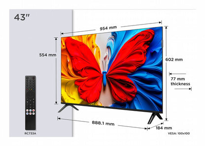 TCL 43S51K 43" | Full HD QLED Smart TV | Google TV | HDR10 | Zwart
