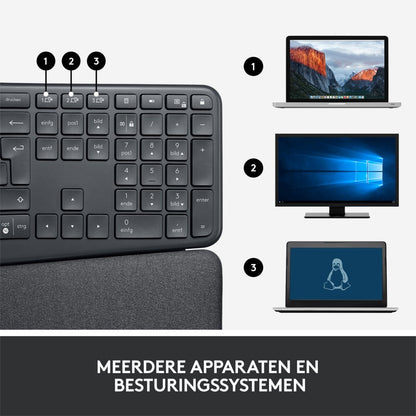 Logitech K860 Ergo | Draadloos Bluetooth Toetsenbord met Receiver | QWERTY - Matmuis - Matmuis