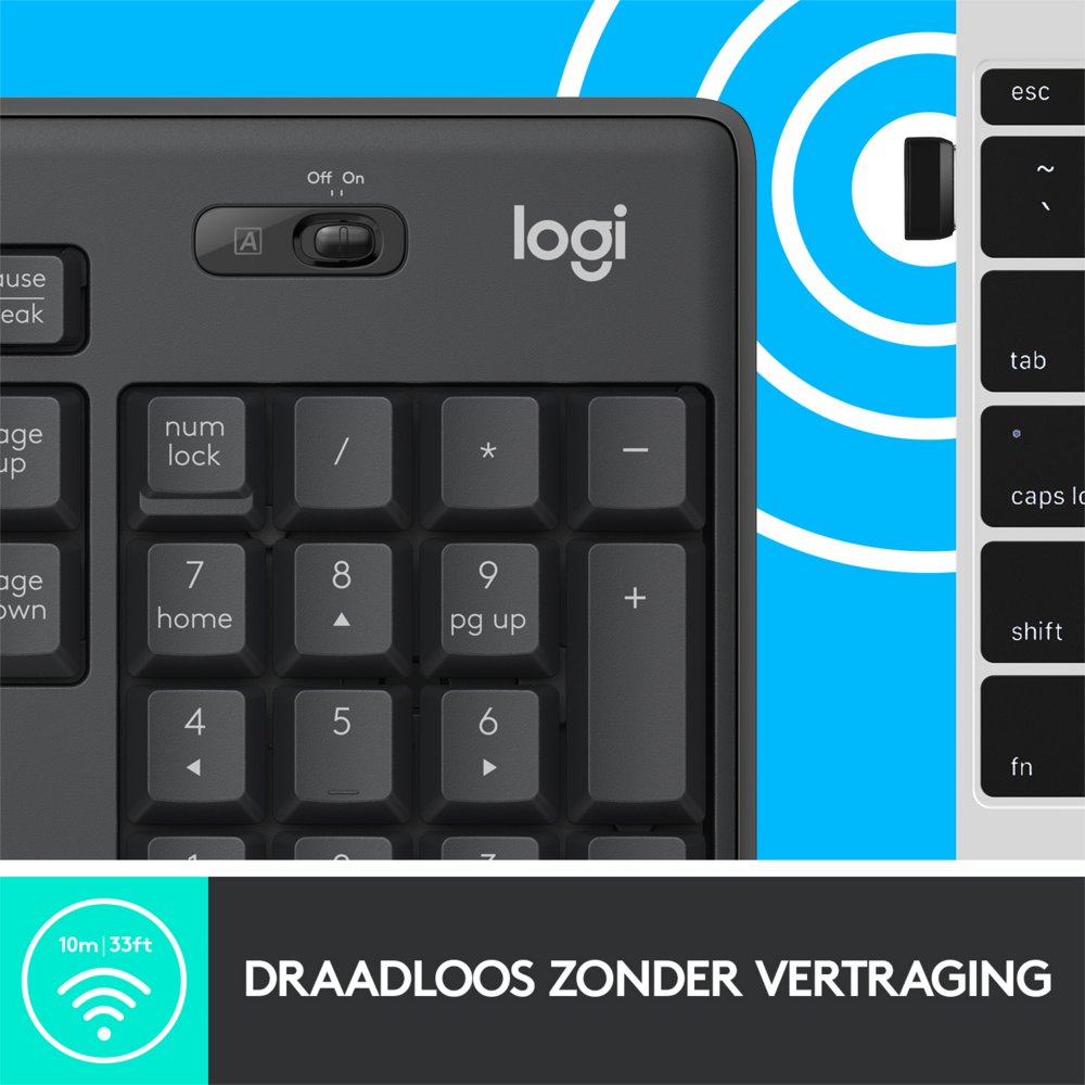 Logitech MK295 Silent | Draadloze Muis-en-Toetsenbordcombo | USB-ontvanger | QWERTY | Zwart - Matmuis - Matmuis