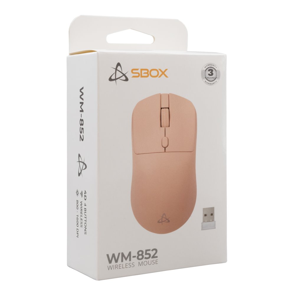 SBOX WM-852P Pink | Draadloze Muis | Links- en Rechtshandig | RF | 1600 DPI | Roze - Matmuis - Matmuis