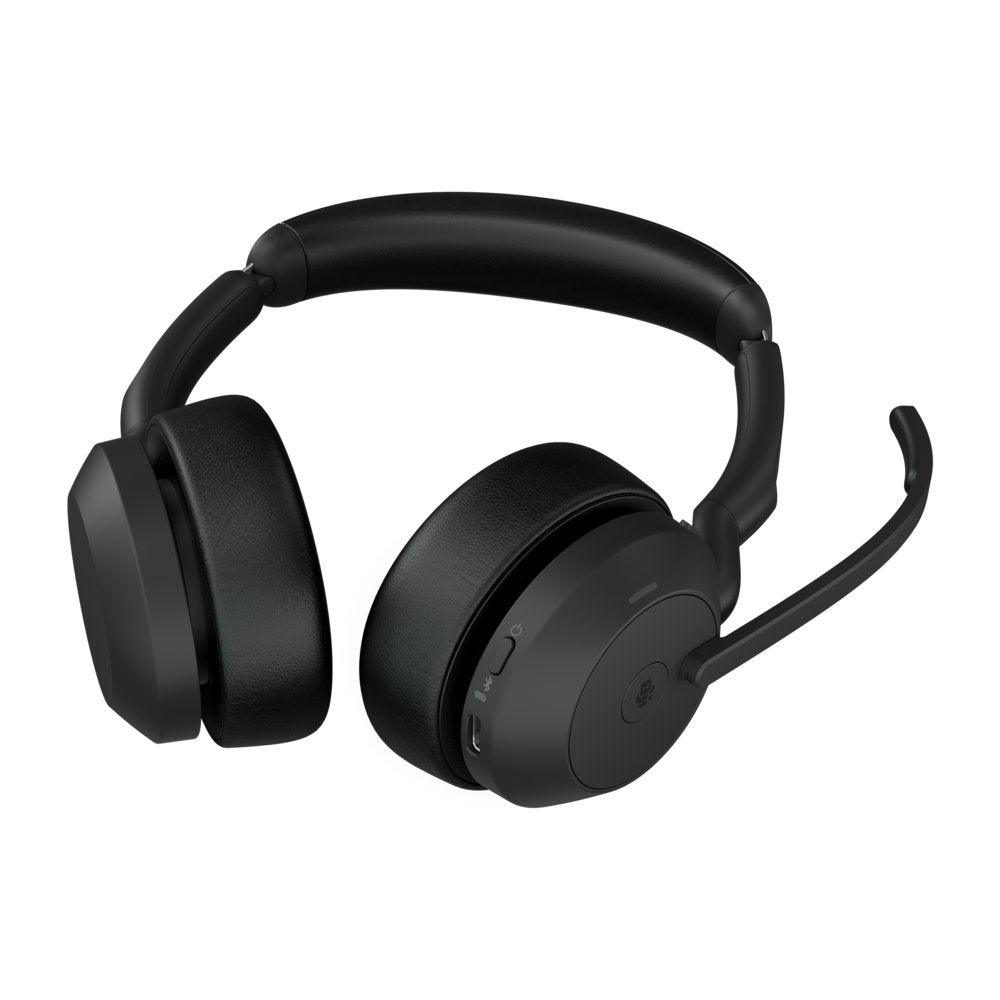 Jabra Evolve2 55 MS Stereo | Bluetooth & USB-A Headset | Met Oplaadhouder | Zwart | Voor Kantoor & Callcenter - Matmuis - Matmuis