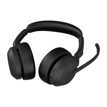 Jabra Evolve2 55 MS Stereo | Bluetooth & USB-A Headset | Met Oplaadhouder | Zwart | Voor Kantoor & Callcenter - Matmuis - Matmuis